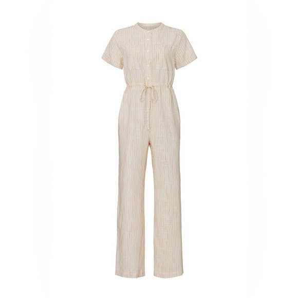 Line + Dot Pascal Jumpsuit Cream Orange Striped Size Small - Picture 4 of 16